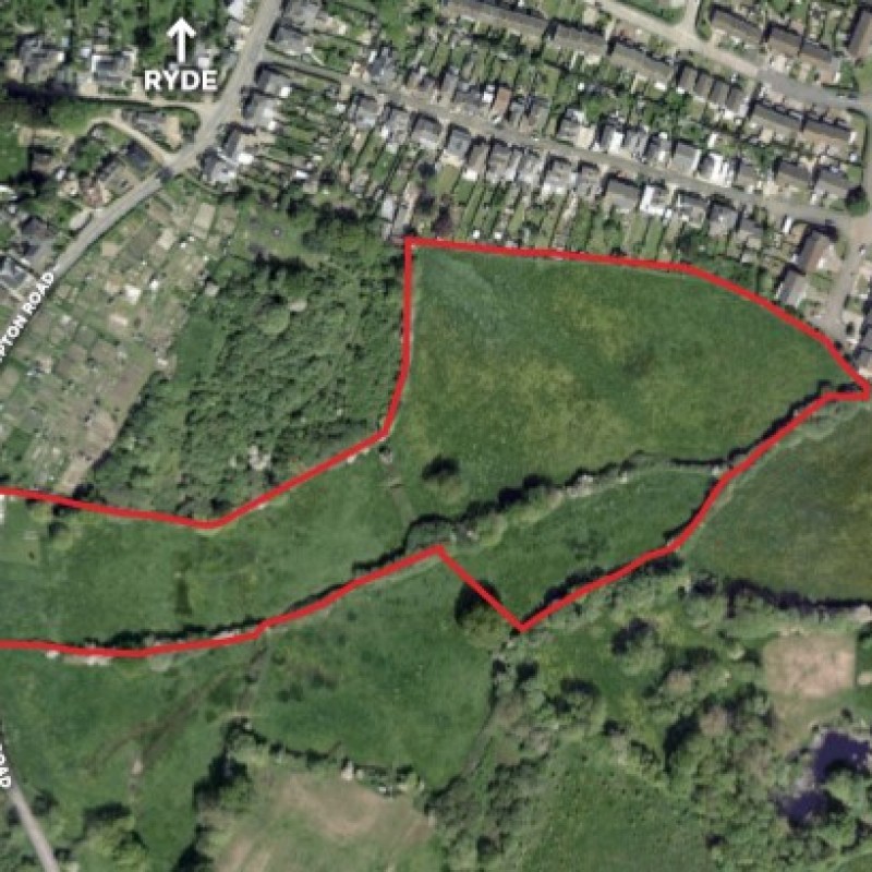 An aerial view of the land available
