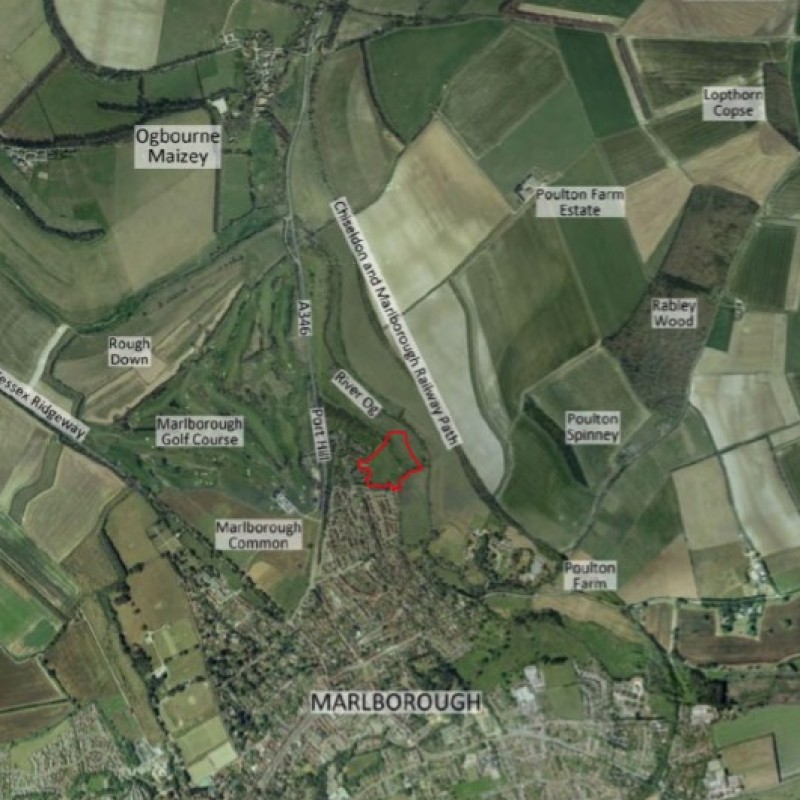 An aerial view of the land available