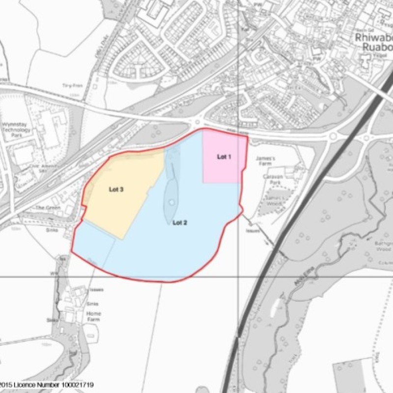 A site plan outlining the three lots