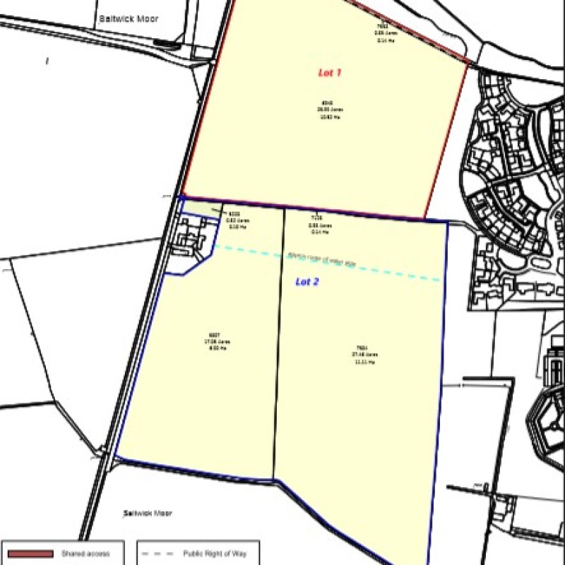 An outline of the three available lots