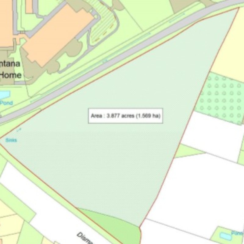 The available land is outlined