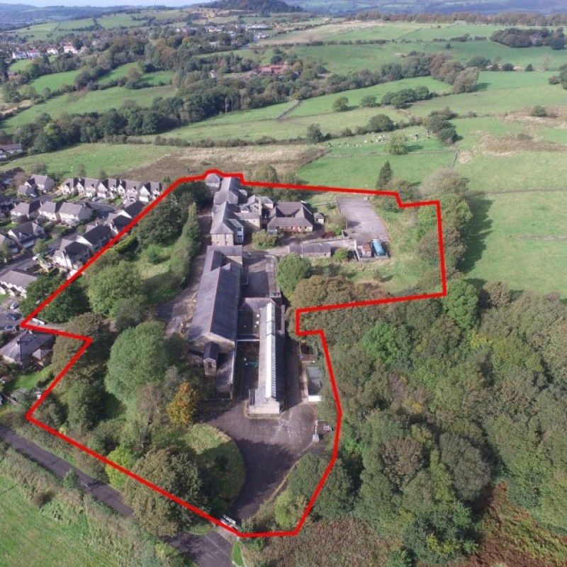 Aerial view of the property looking west