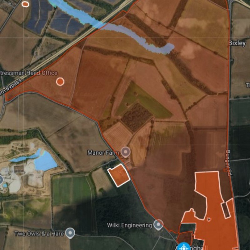 Location of the scheduled monuments and the flood zone